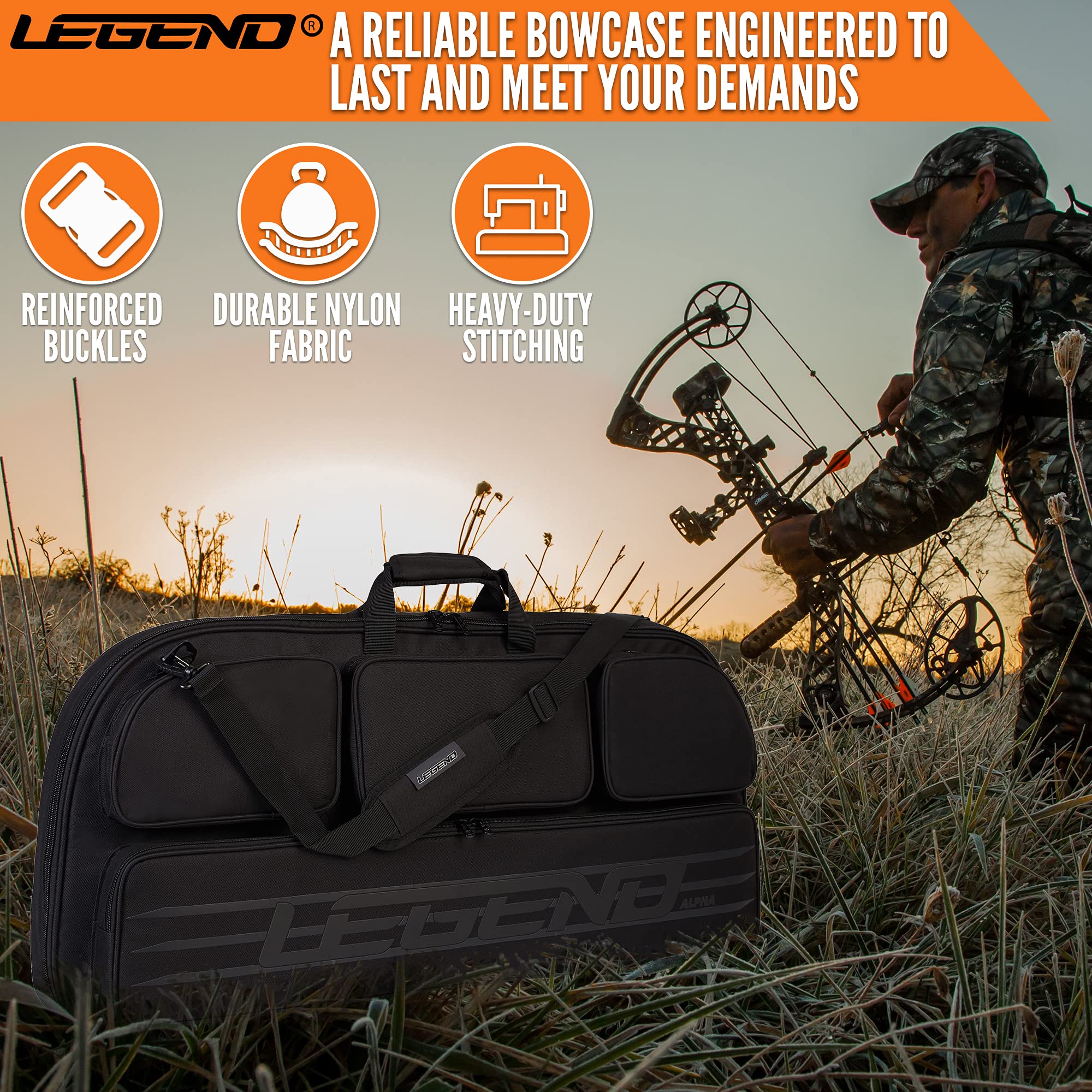 Legend Alpha bow case heavy-duty zippers endure rugged conditions
