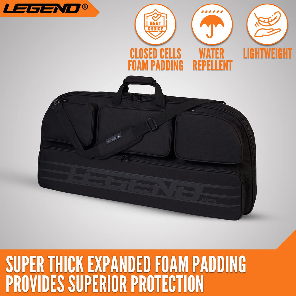 Legend Alpha bow case with padded cam protectors shielding components during travel