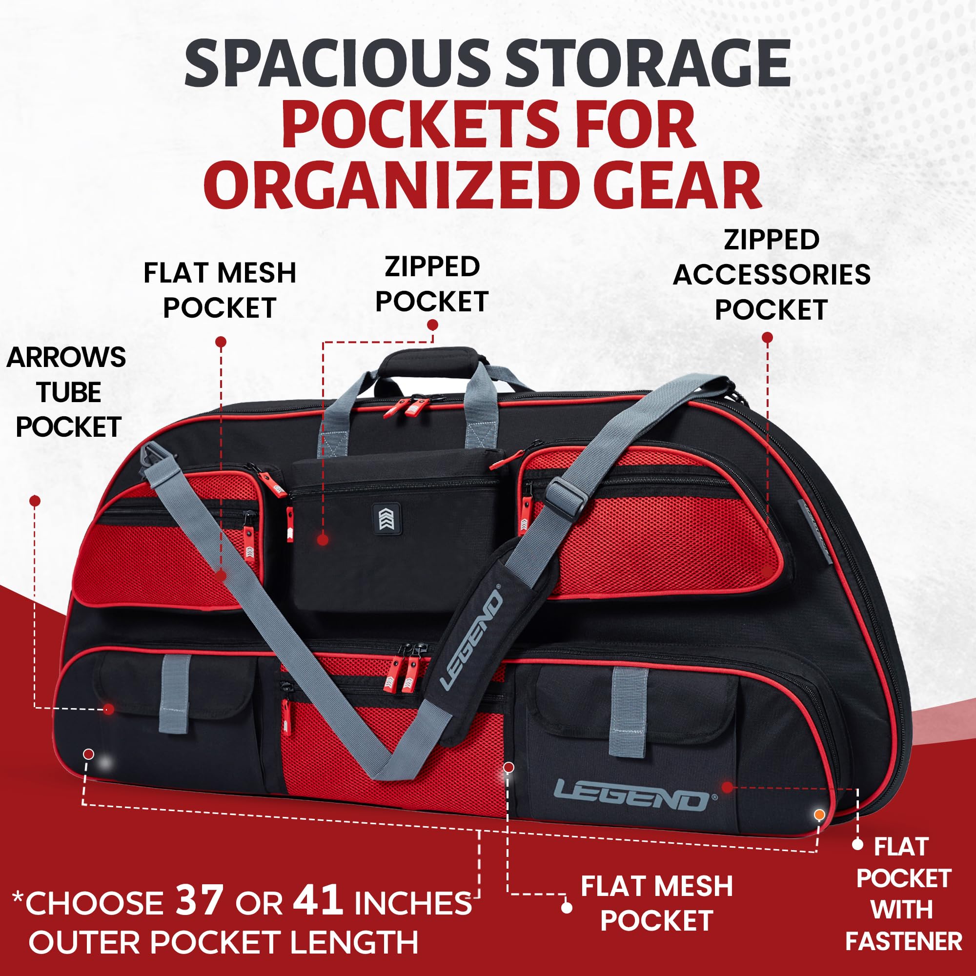 Legend Apollo bow case padded interior protects bow and accessories during travel.