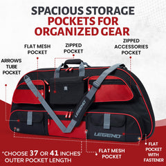 Legend Apollo bow case padded interior protects bow and accessories during travel.