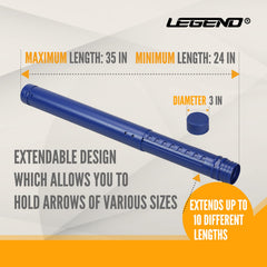 Legend Archery Arrow Tube Case extended to 35 inches for longer arrows