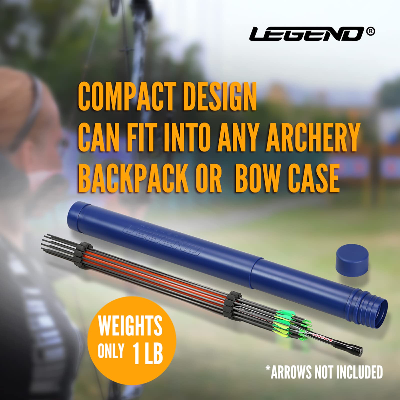 Legend Archery Arrow Tube Case portable design fits in backpack or bow case