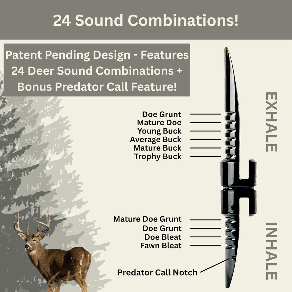 Legend Calls Halo Deer Call predator feature simulates rabbit distress for coyotes in the stand.