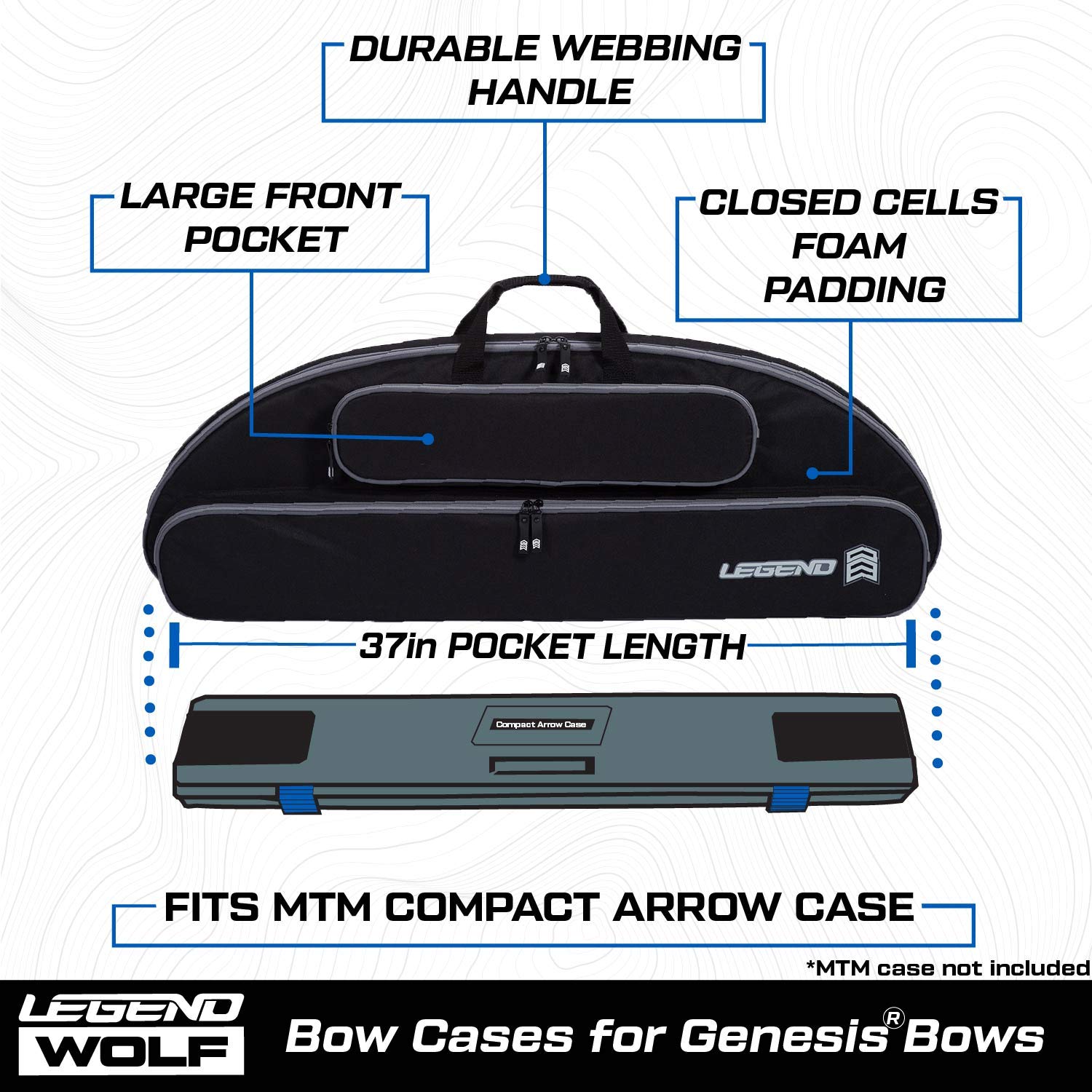 Legend Wolf Genesis bow case front pocket arrow storage keeps accessories organized on the go
