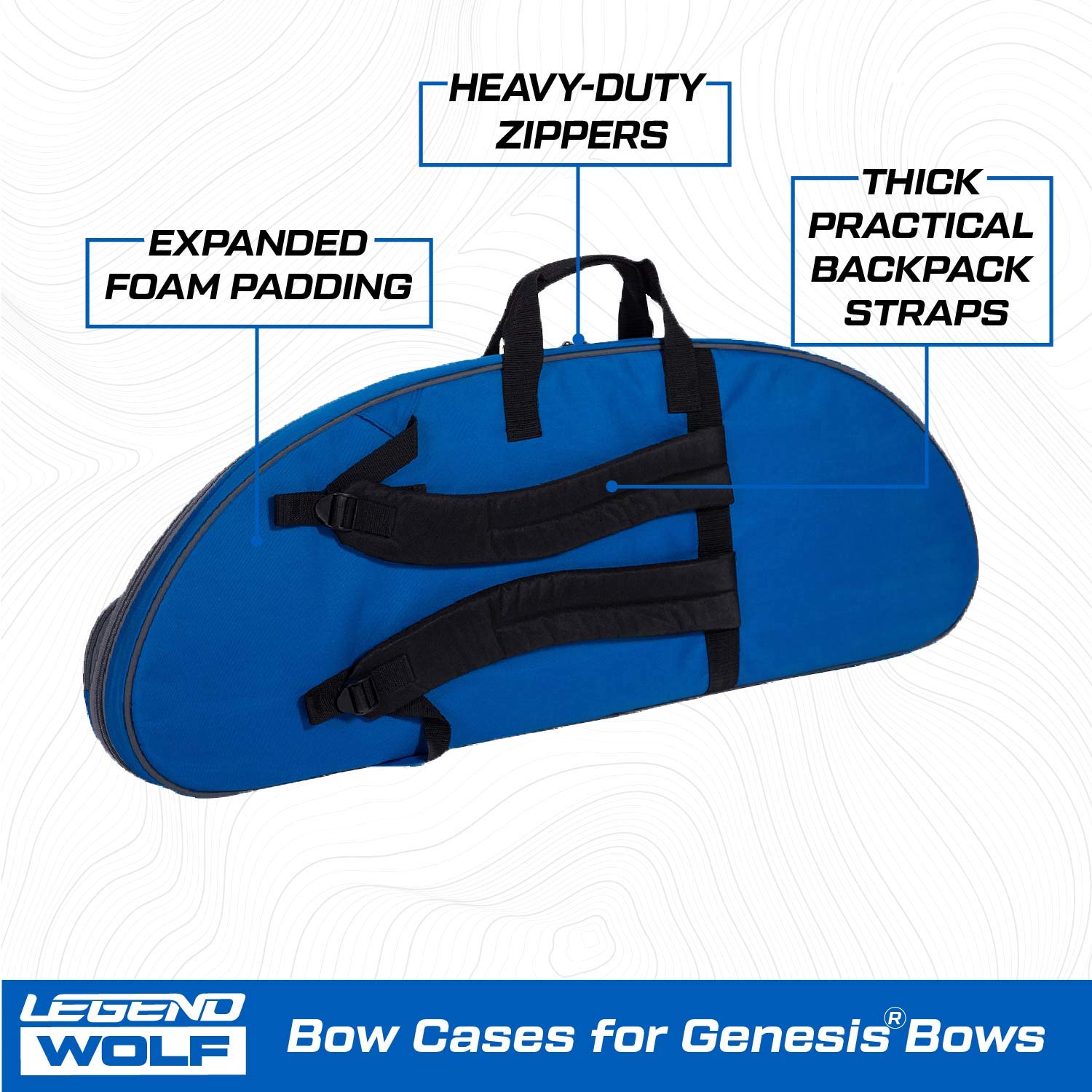 Legend Wolf Genesis bow case blue backpack straps ease of transport during practice