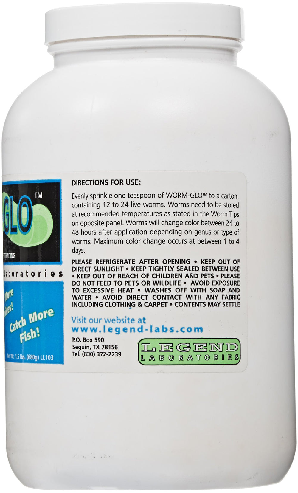 Legend Worm Glo bottle size increase helps present larger bait for improved lure action.