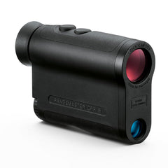 Leica Rangemaster CRF 2800 yard range close-up highlights rugged ergonomic housing for field use.