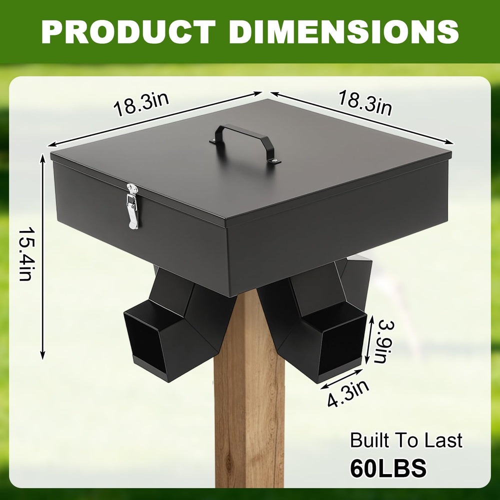 LEIFIDE gravity deer feeder four heads enables multiple deer to feed at once for balanced dispersal.