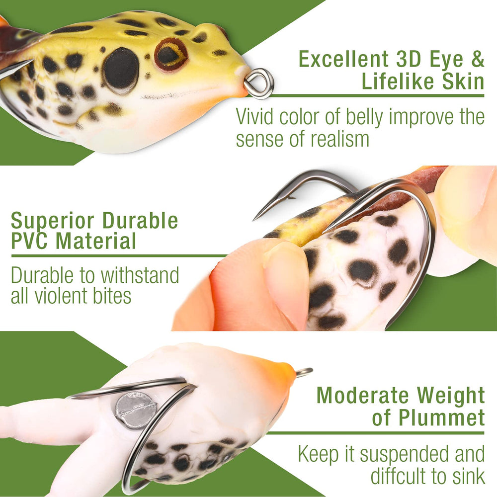 Assorted color frog lures with rotating feet for lifelike action