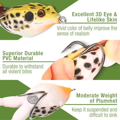 Assorted color frog lures with rotating feet for lifelike action