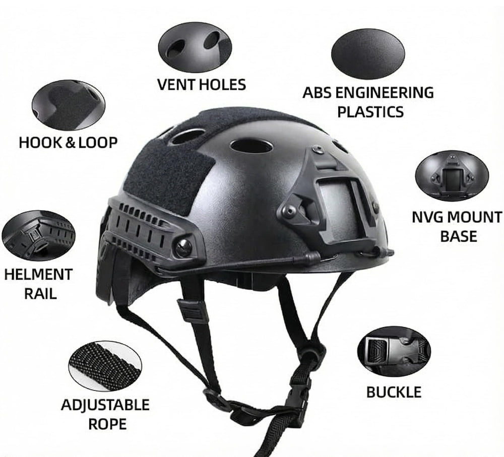 LEJUNJIE PJ tactical helmet with cover installed demonstrates adjustable fit