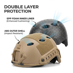 LEJUNJIE PJ tactical helmet cover attached demonstrates easy accessory attachment