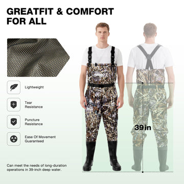 Lekesky waders chest pocket flip-out and internal pocket for gear organization.