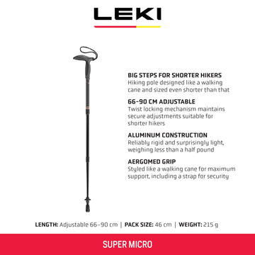 LEKI Aergomed grip walking cane-style handle with secure strap for comfortable support