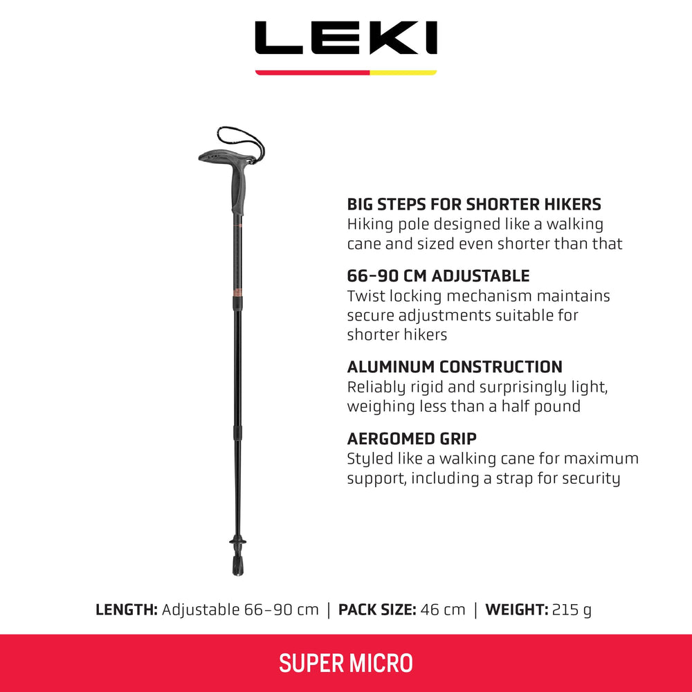LEKI Aergomed grip walking cane-style handle with secure strap for comfortable support