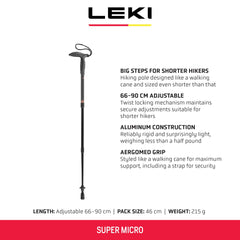 LEKI Aergomed grip walking cane-style handle with secure strap for comfortable support