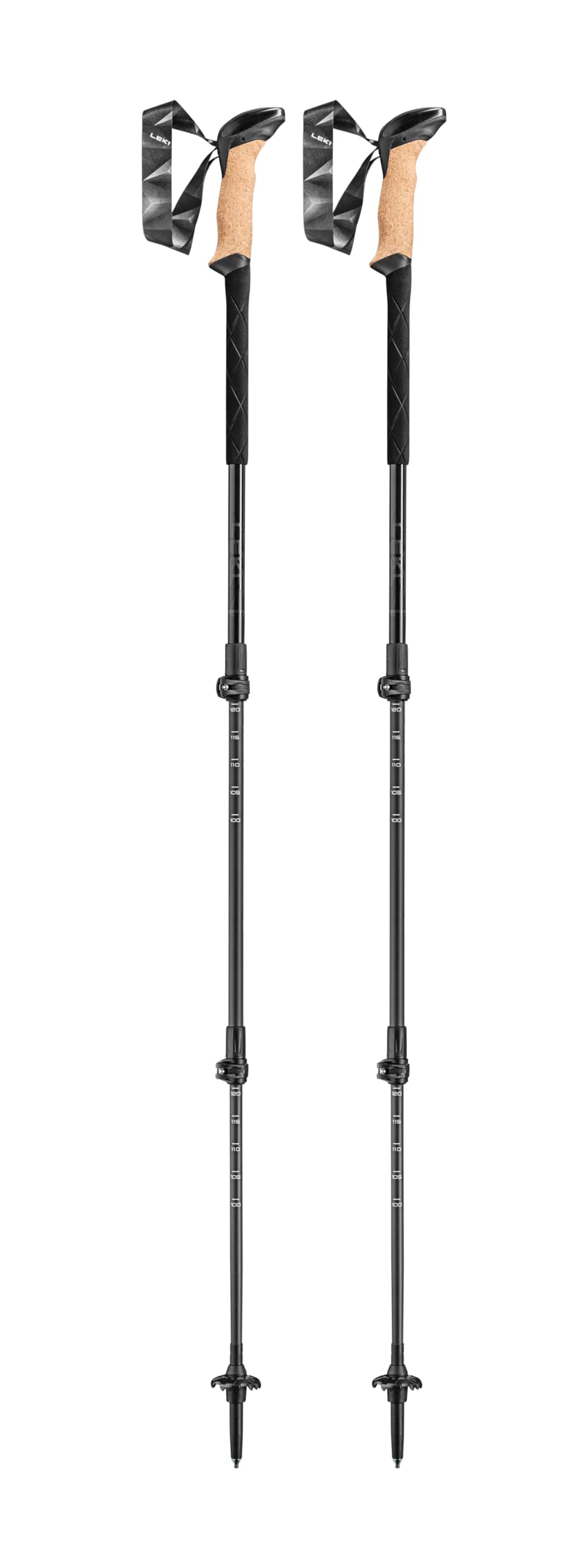 LEKI Black Series carbon pole in use on a trail for stability.