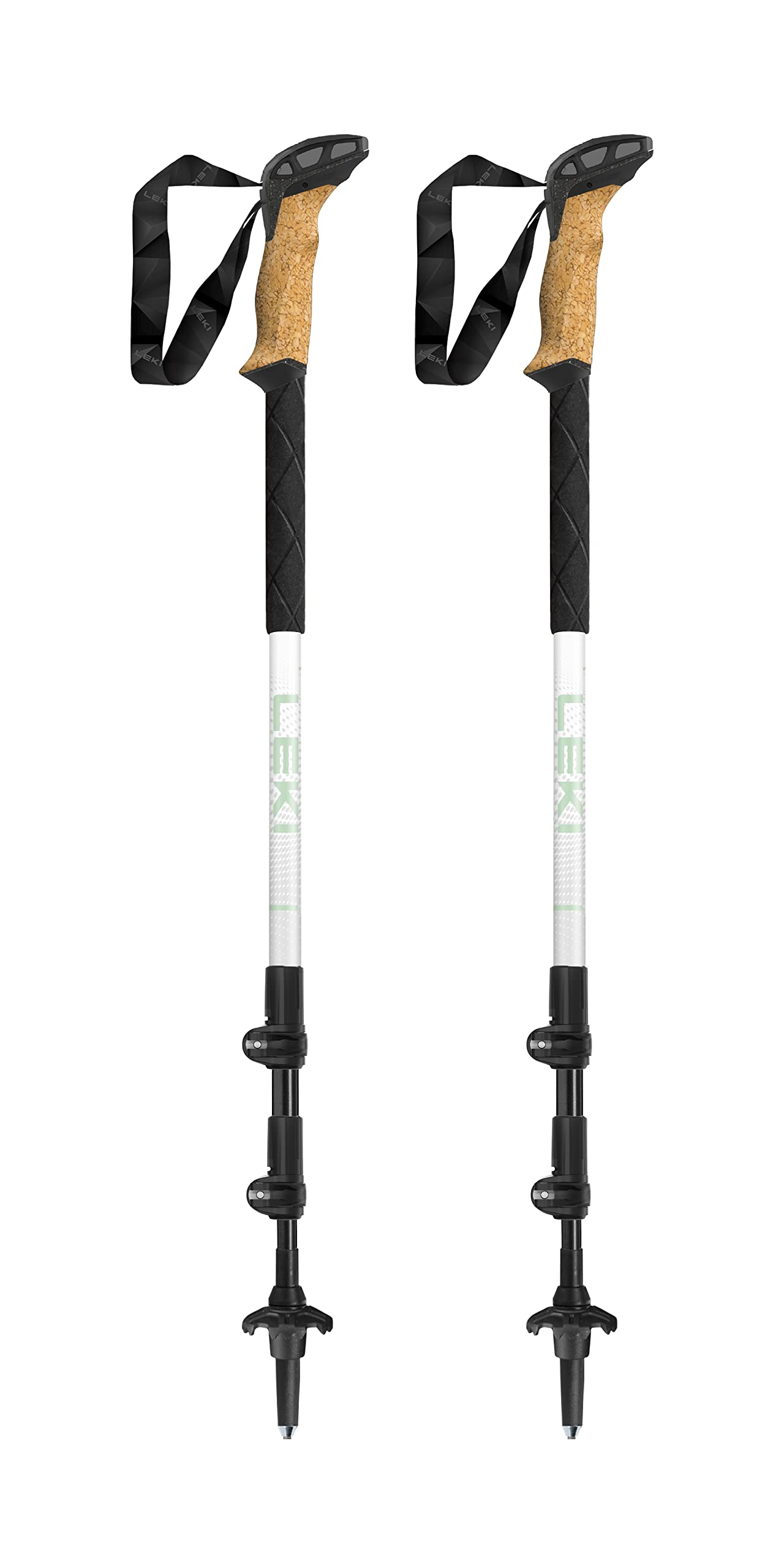 LEKI Cressida Cork Lite aluminum trekking poles provide durable support on rugged trails.