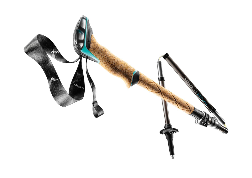 LEKI Cressida FX brown-blue metallic color adds style and visibility on trails
