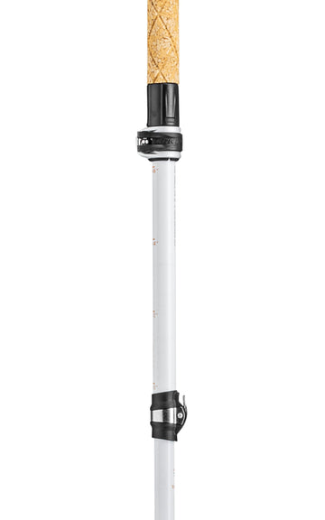 LEKI Cressida FX carbon shaft detail shows lightweight yet strong construction.