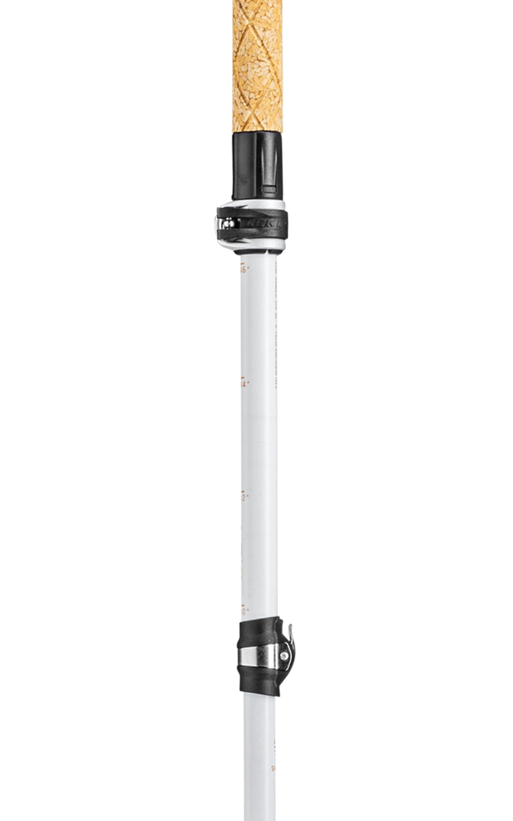 LEKI Cressida FX carbon shaft detail shows lightweight yet strong construction.