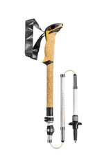 LEKI Cressida FX carbon AS pole in use during a steady hiking stride.