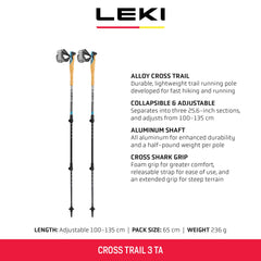 LEKI Cross Trail 3 TA with three fold sections for compact packing