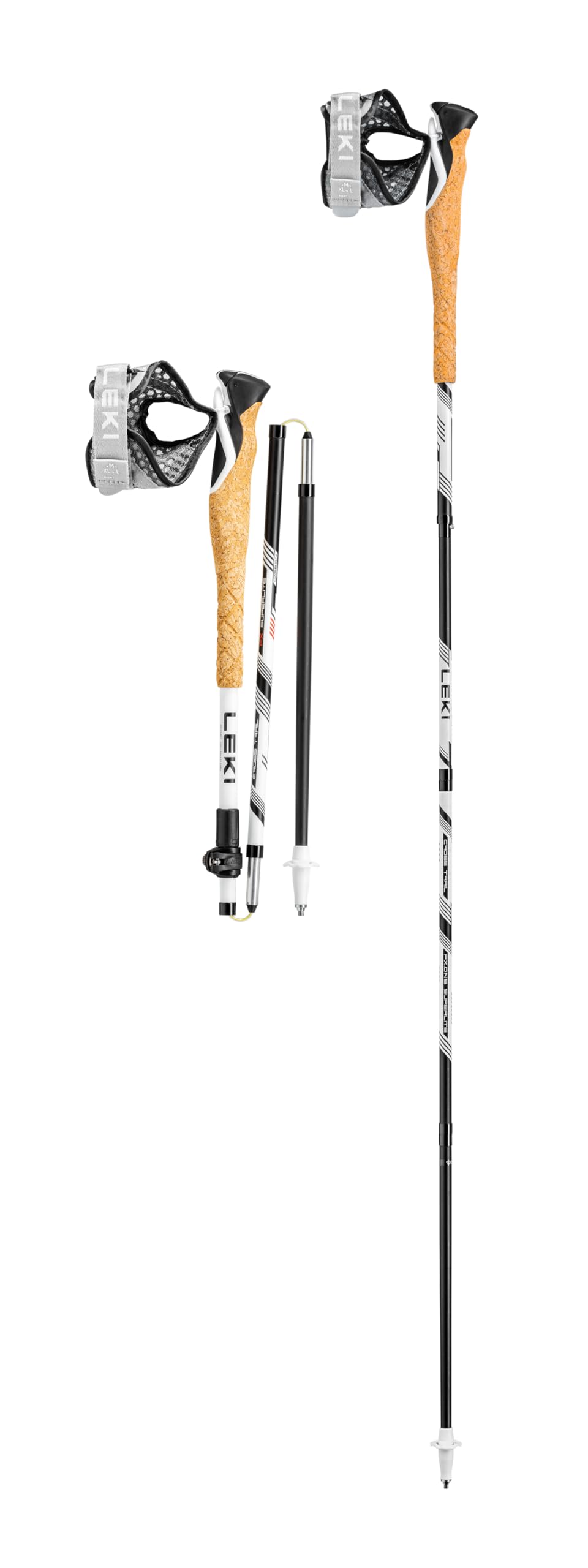 LEKI Cross Trail FX carbon trekking poles extended to 130 cm for versatile terrain