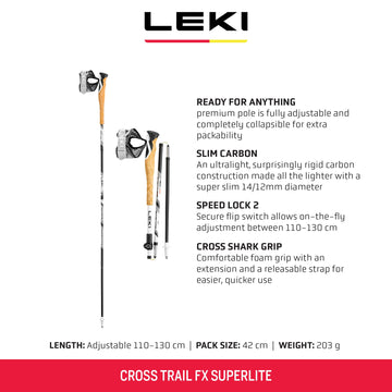 LEKI Cross Trail FX collapsed for compact packing on outdoor trips