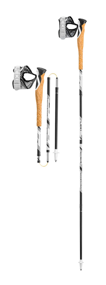 LEKI Cross Trail FX.One folded pole packable for compact backpacking.