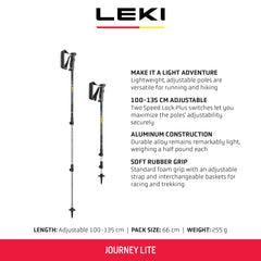 LEKI Journey Lite two-speed Lock Plus enables quick, secure adjustments on varied terrain.