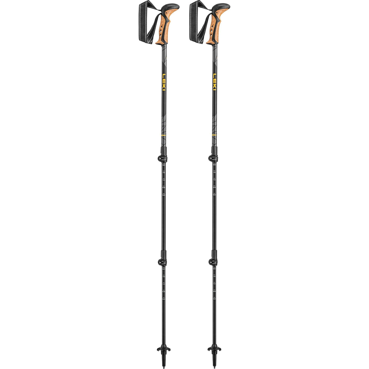 LEKI Khumbu Lite aluminum adjustable trekking poles ready for varied terrain and quick length adjustments.