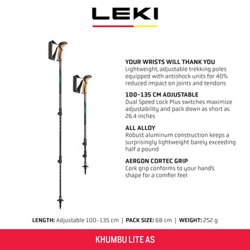 LEKI Khumbu Lite AS Aergon CorTec grip for comfortable handfeel during hikes