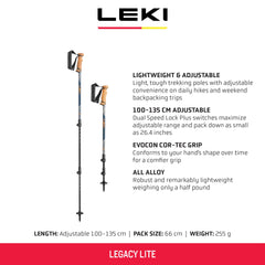 LEKI Legacy Lite cork grip closeup showing comfortable hand-conforming grip for long hikes.