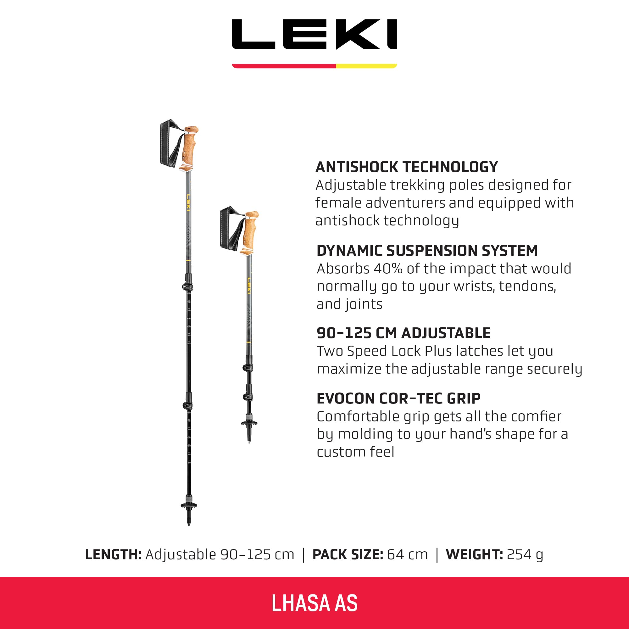 LEKI Lhasa AS cork grip close-up showing ergonomic comfort