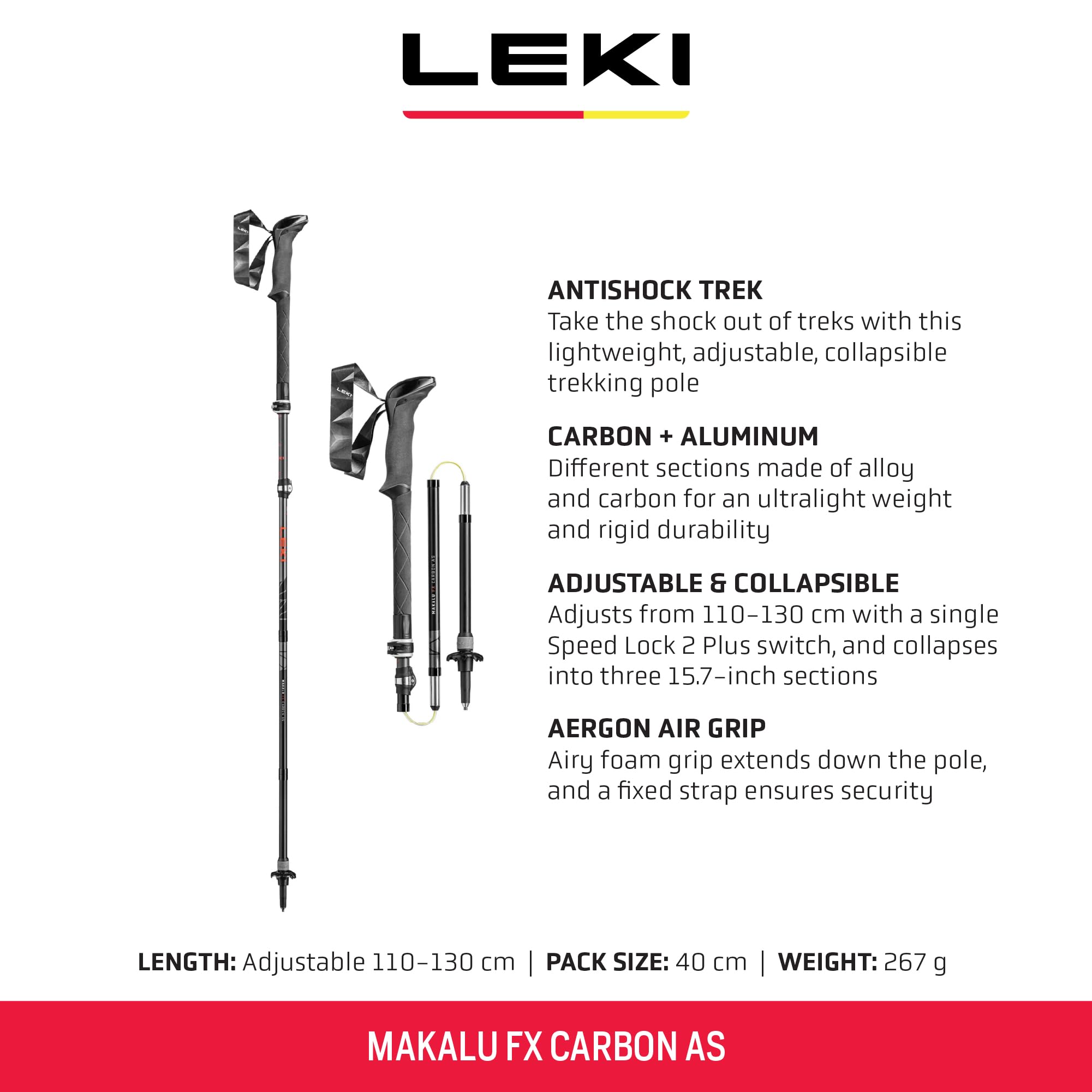 LEKI Makalu FX Carbon AS antishock DSS system on rugged trail