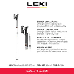 LEKI Makalu FX carbon shaft close-up showing rigid construction