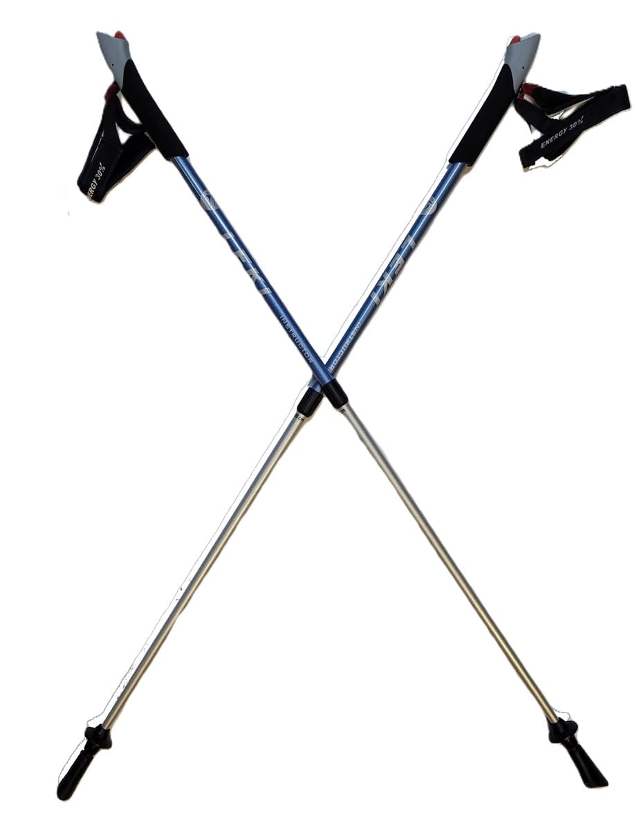 LEKI Nordic Walking Instructor poles in light blue demonstrate balanced handling for all terrains.