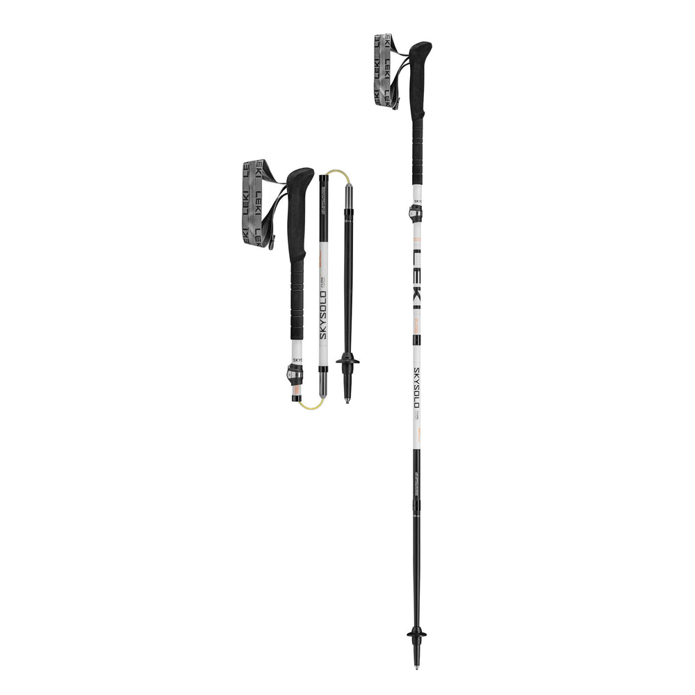 LEKI Skysolo FX.One carbon pole collapsed for backpack stowage.