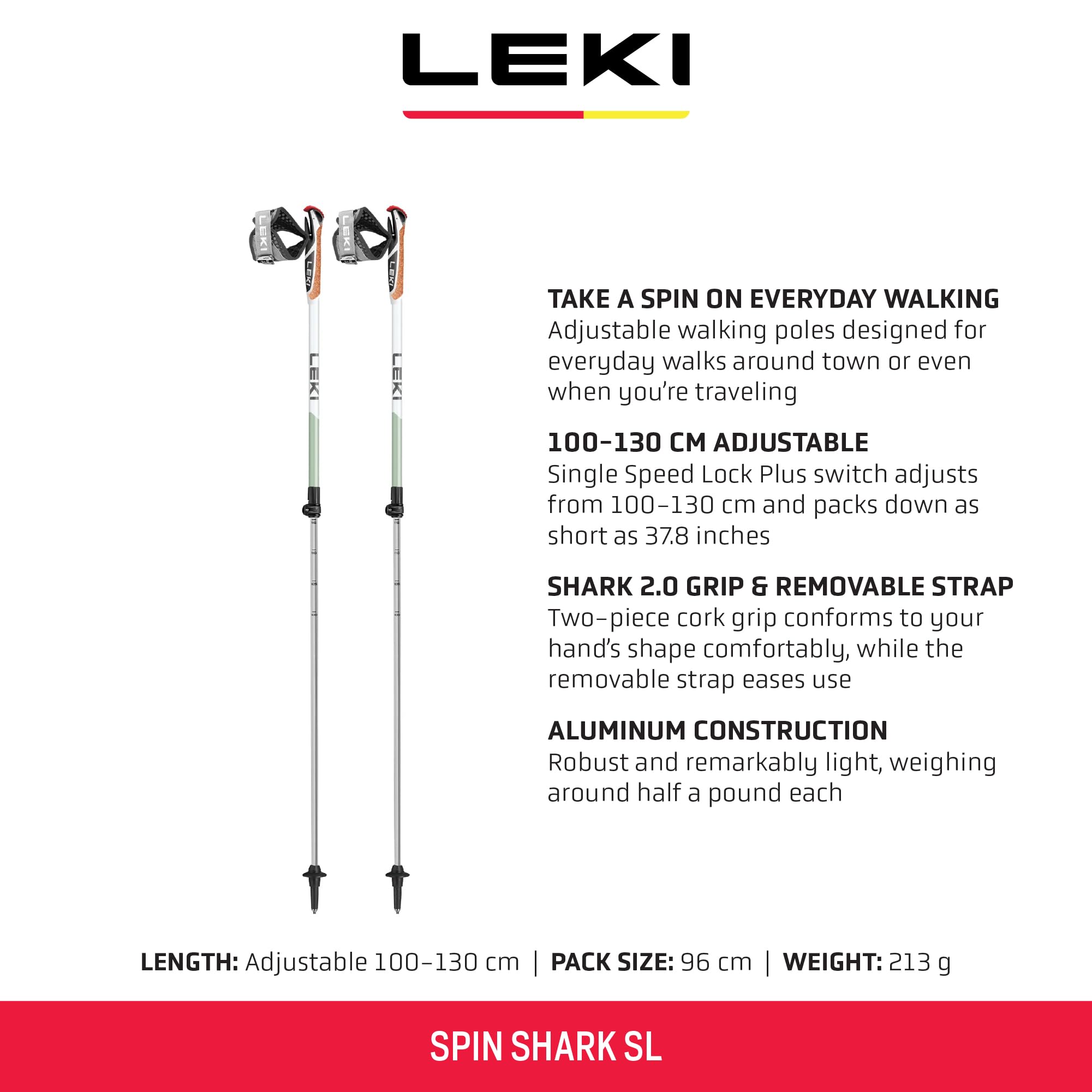 LEKI Spin Shark SL cork grip ergonomic design for comfortable hands
