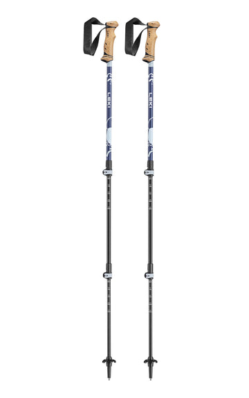 LEKI Spirit Lite Compact poles extended to 90-125 cm for versatile trekking.