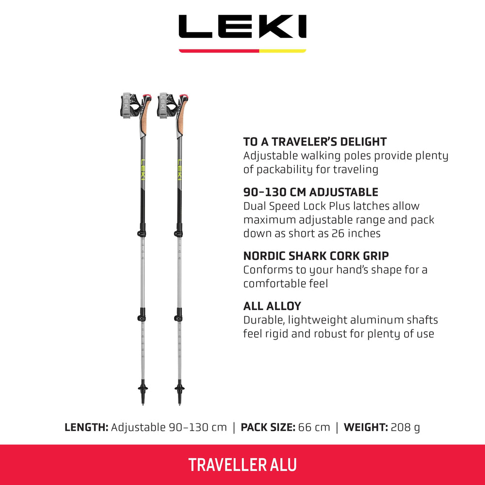 LEKI Traveller Alu poles folded to 26 inches for easy travel storage