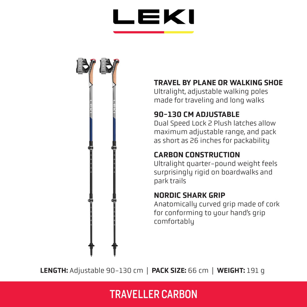 LEKI Traveller Carbon with Dual Speed Lock 2 for secure adjustments
