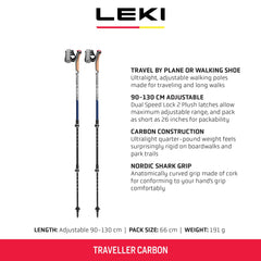 LEKI Traveller Carbon with Dual Speed Lock 2 for secure adjustments