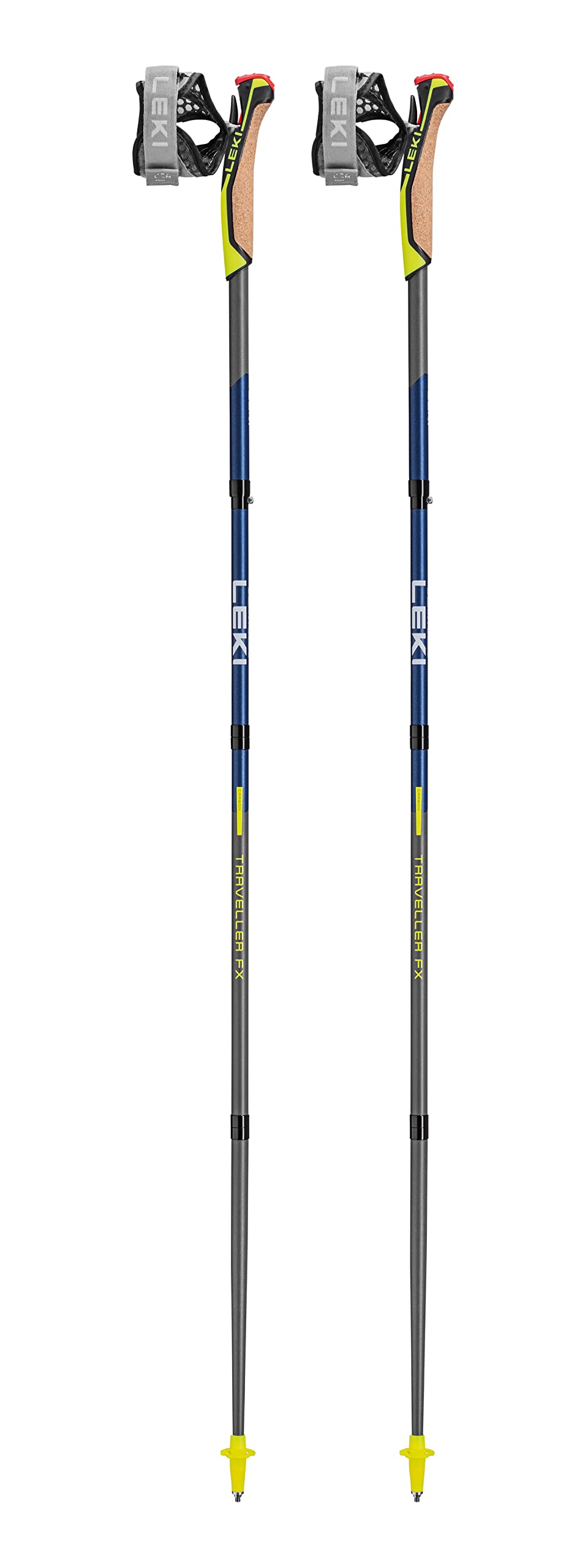 LEKI Traveller FX.One carbon construction keeps poles light yet stiff.