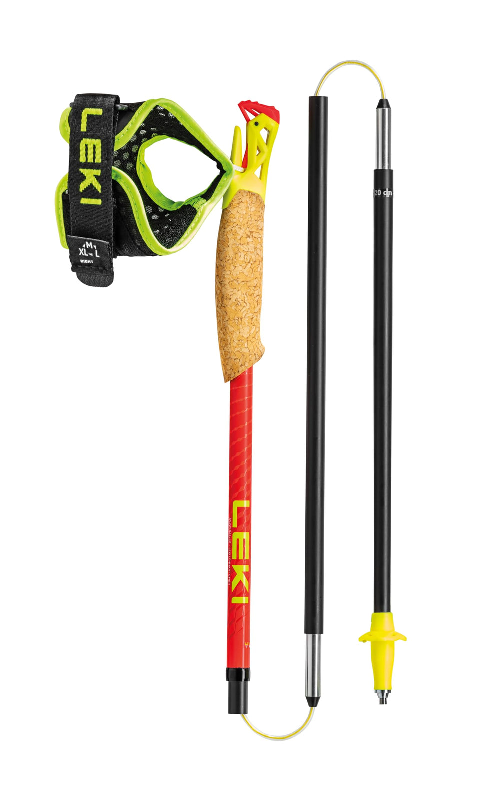 LEKI Ultratrail FX.One in use during trail running on rugged terrain.