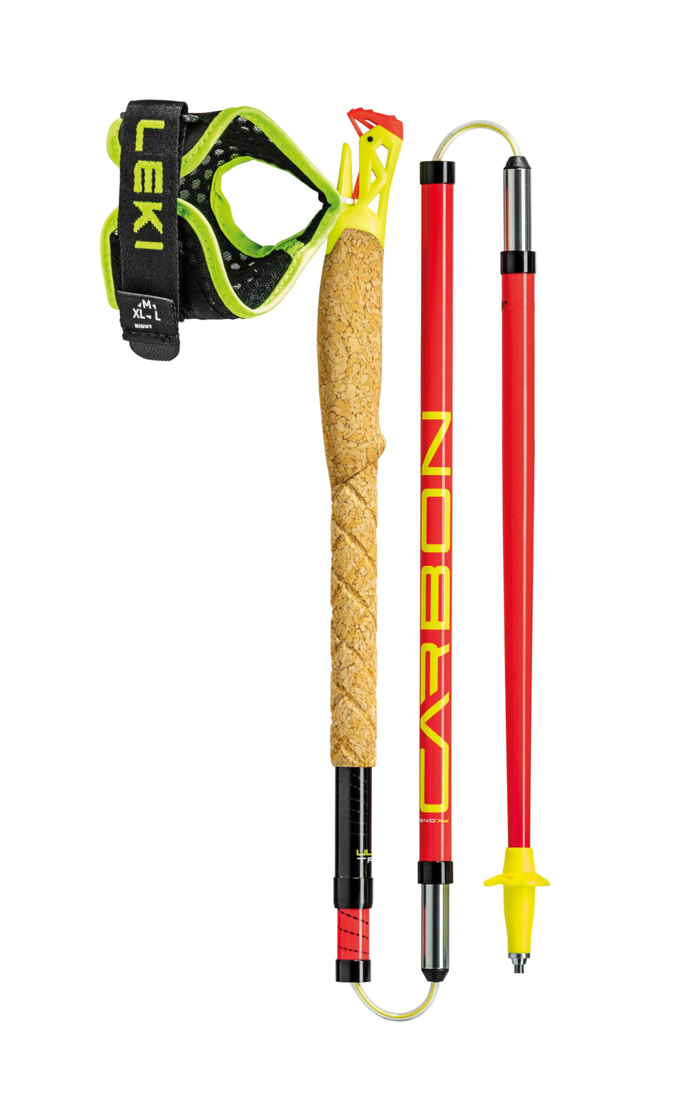 Trail Shark cork grip conforms to the hand for comfort on long runs