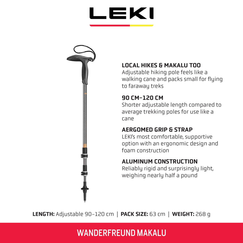 LEKI Wanderfreund Makalu aergomed grip emphasizing ergonomic comfort on long hikes