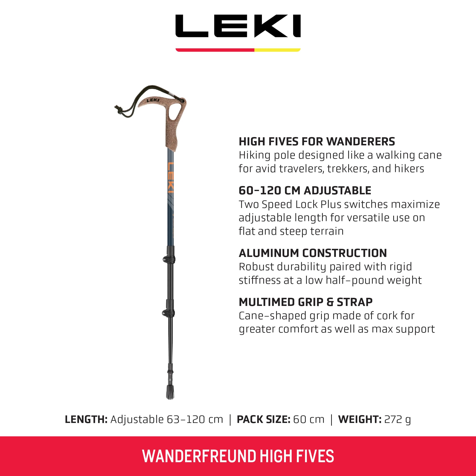 LEKI Wanderfreund Speed Lock Plus enables quick length changes on climbs.