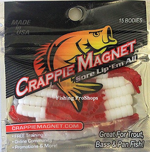 Leland Lures Crappie Magnets red and white lure for crappie fishing, ideal for dock and shoreline casting